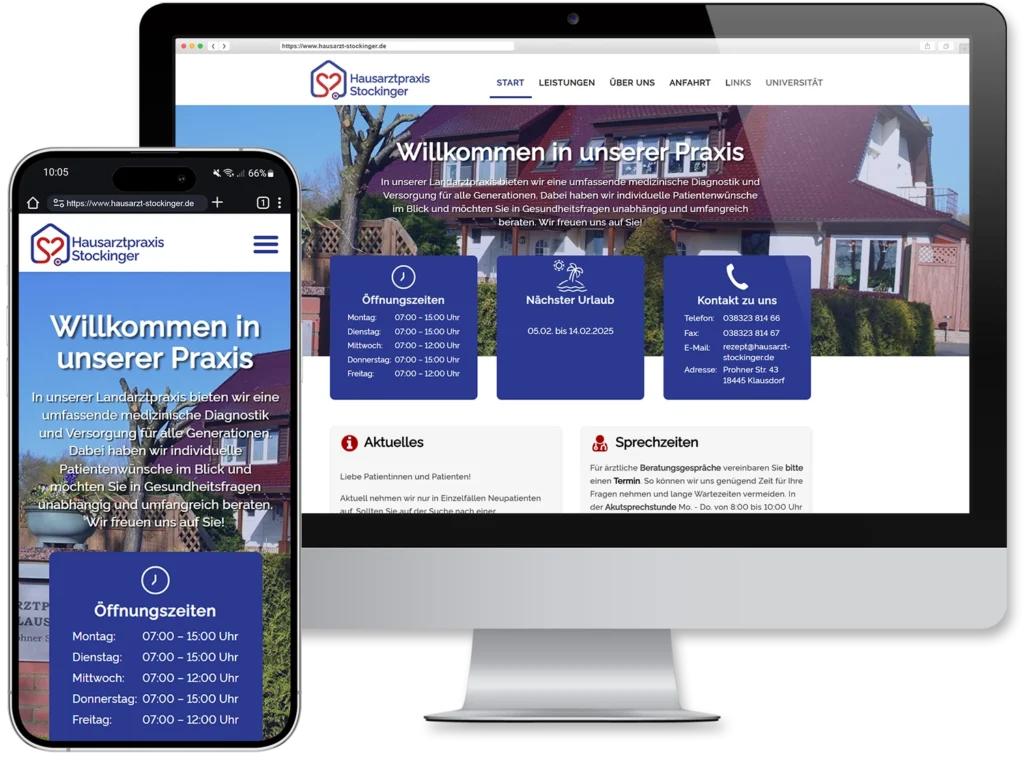 Webdesign Hausarztpraxis Stockinger Klausdorf - Responsive Praxis-Website