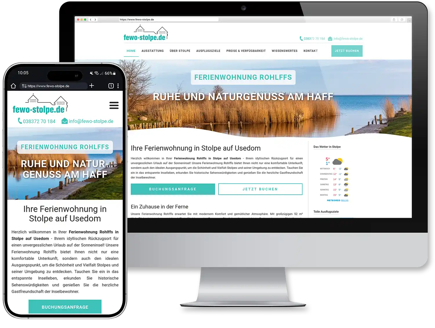 Webdesign Ferienwohnung Rohlffs Usedom - Responsive Ferienhaus-Website