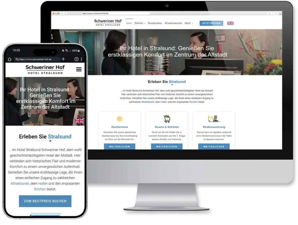 Webdesign Hotel Schweriner Hof Stralsund - Responsive Hotel-Website
