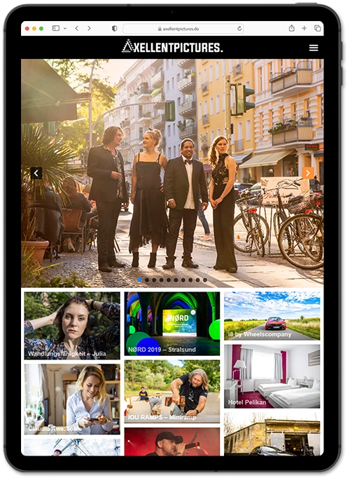 Responsive Webdesign für Fotografen auf iPad - Axellentpictures Portfolio