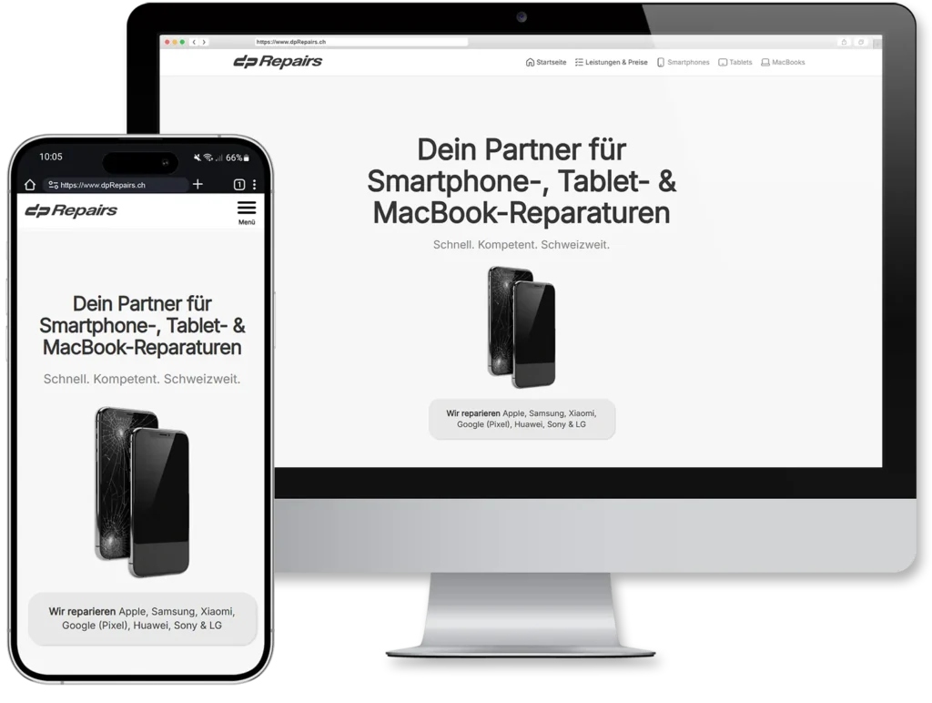 dpRepairs aus der Schweiz – Smartphone Reparatur Website dpRepairs aus der Schweiz - Smartphone Reparatur Website von beluMedia Webdesign Stralsund