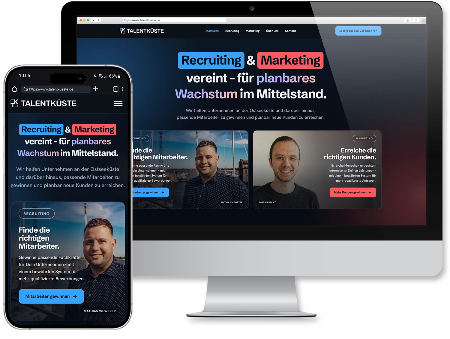 Website der Talentk&uuml;ste f&uuml;r Recruiting und Personalmarketing auf mehreren Ger&auml;ten